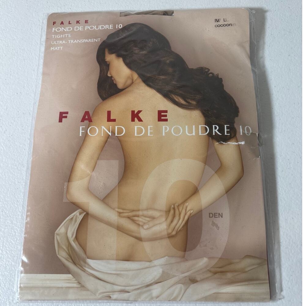 Falke Size L Fond De Poudre 10 Ultra Transparent Matt Nude Cocoon Tights NEW